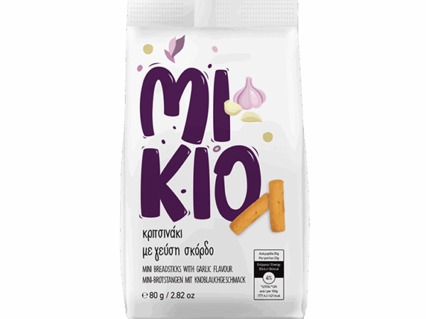 Κριτσινάκι MIKIO με γεύση σκόρδο 80g – Κρητών Άρτος