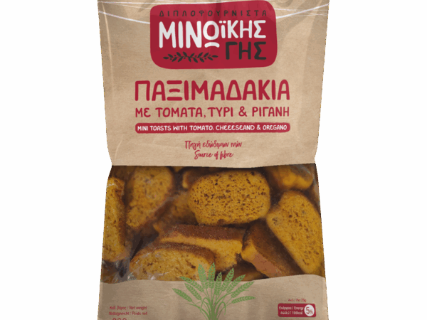 Παξιμαδάκια με τομάτα, τυρί και ρίγανη από τη Μινωική Γη
