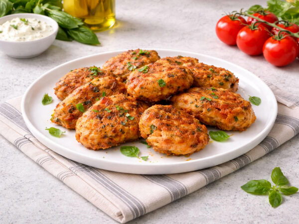 Νηστίσιμοι ντοματοκεφτέδες με μυρωδικά σε πιάτο